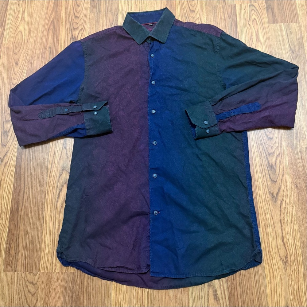 Visconti Shirt Mens Medium Limited Edition Paisley Colorblock Button Front